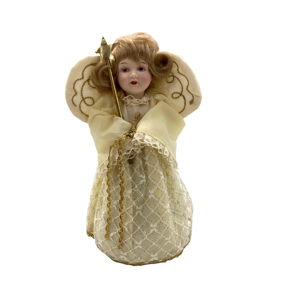 Vintage Christmas Rotating Victorian Musical Angel Doll plays Silent Night 9.5"